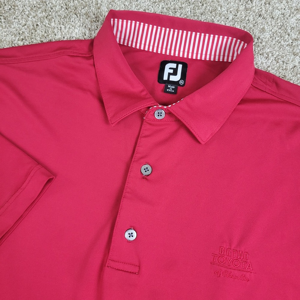 FootJoy Mens 2XL Solid Red Performance Stretch Golf Polo Short Sleeve